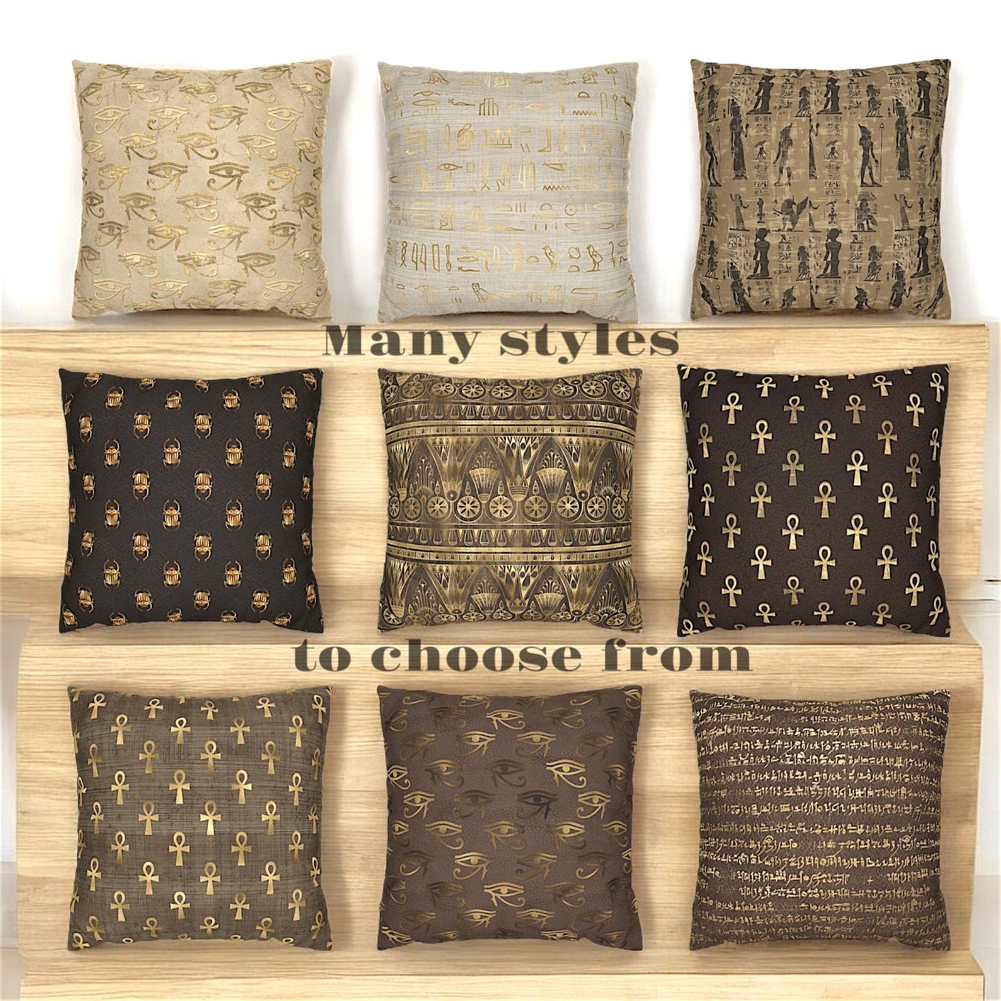 Vintage Geometric Print Brown Gold Throw Pillow Case Cover - TheEstateBoutique