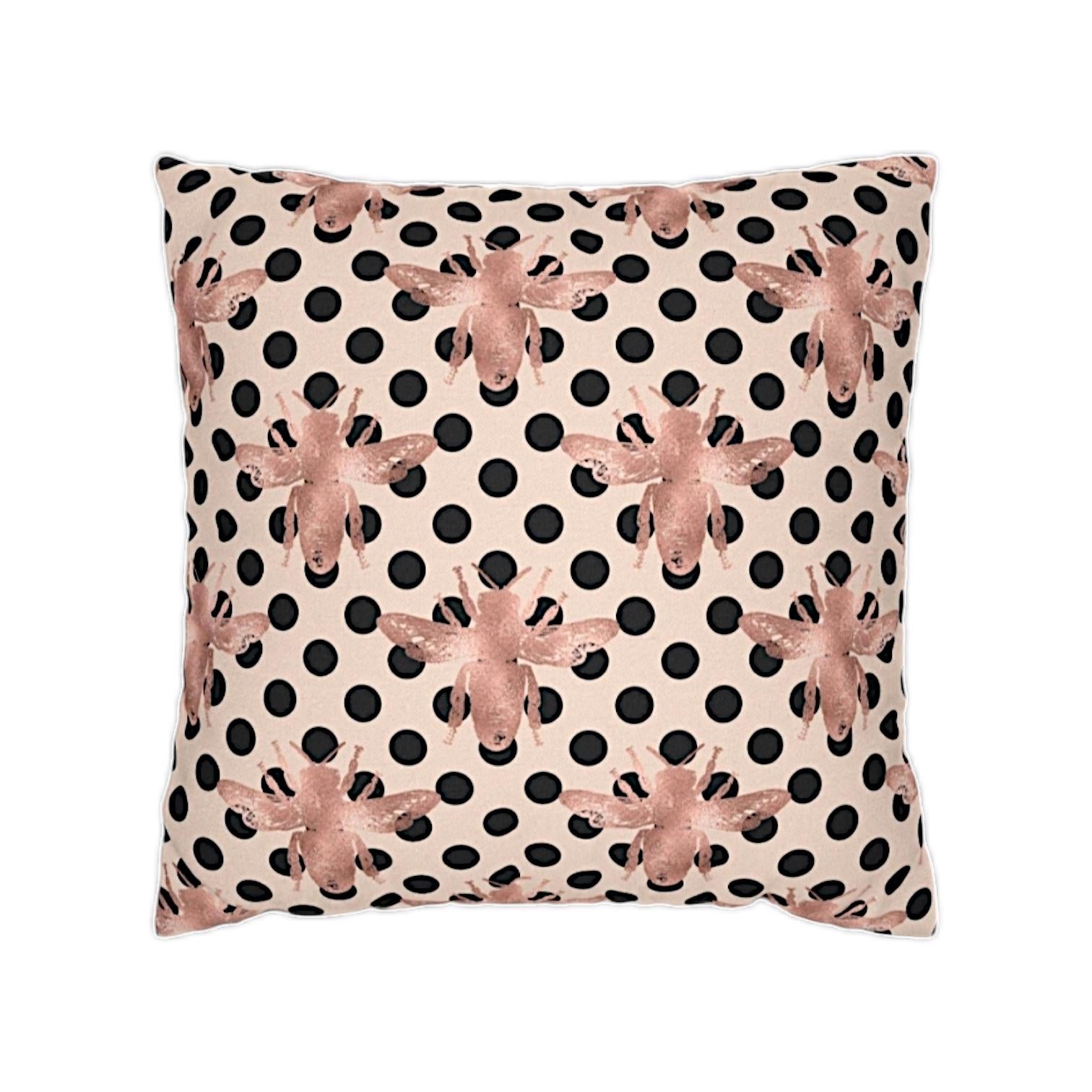 Rose Gold + Black Bee Pattern Throw Pillow Case Cover - TheEstateBoutique