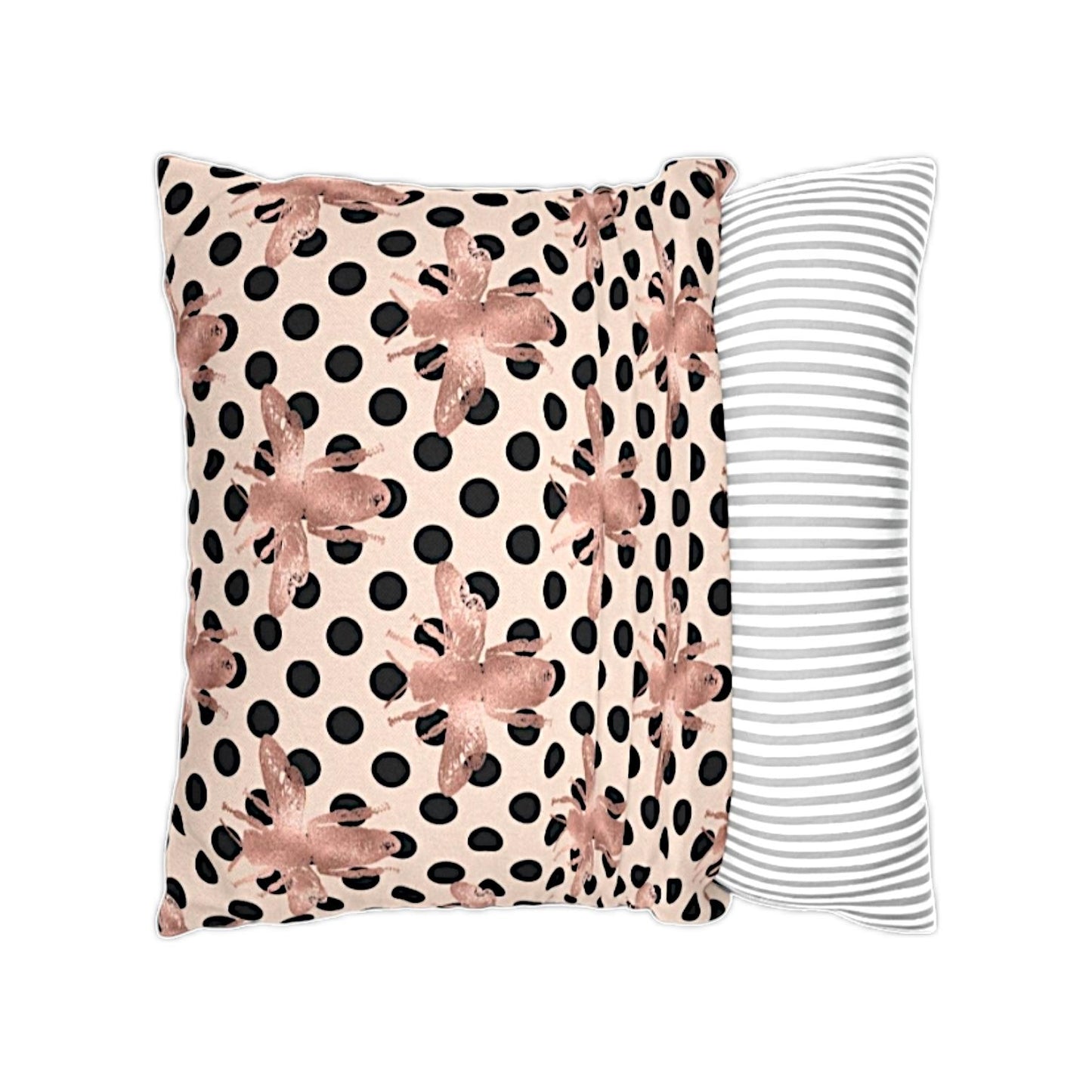 Rose Gold + Black Bee Pattern Throw Pillow Case Cover - TheEstateBoutique