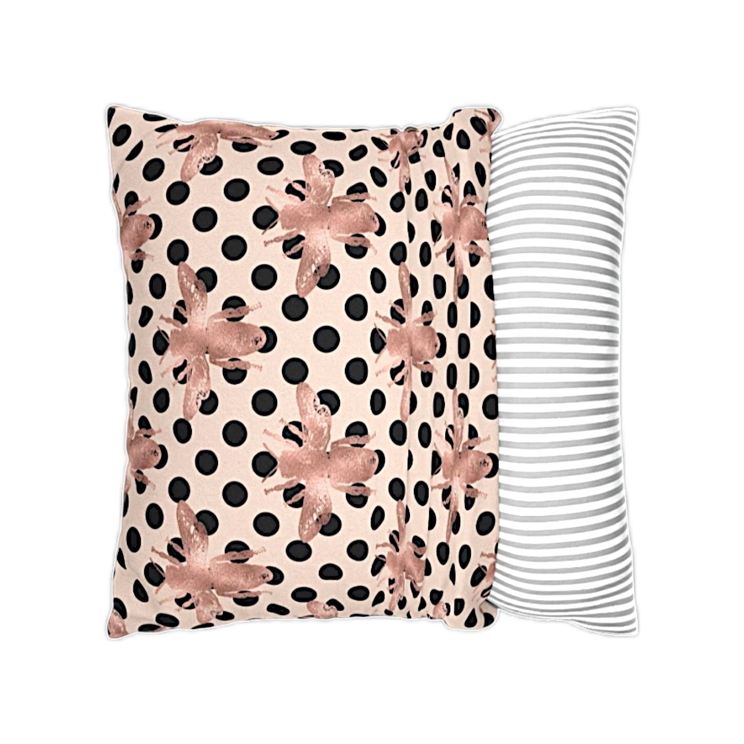Rose Gold + Black Bee Pattern Throw Pillow Case Cover - TheEstateBoutique