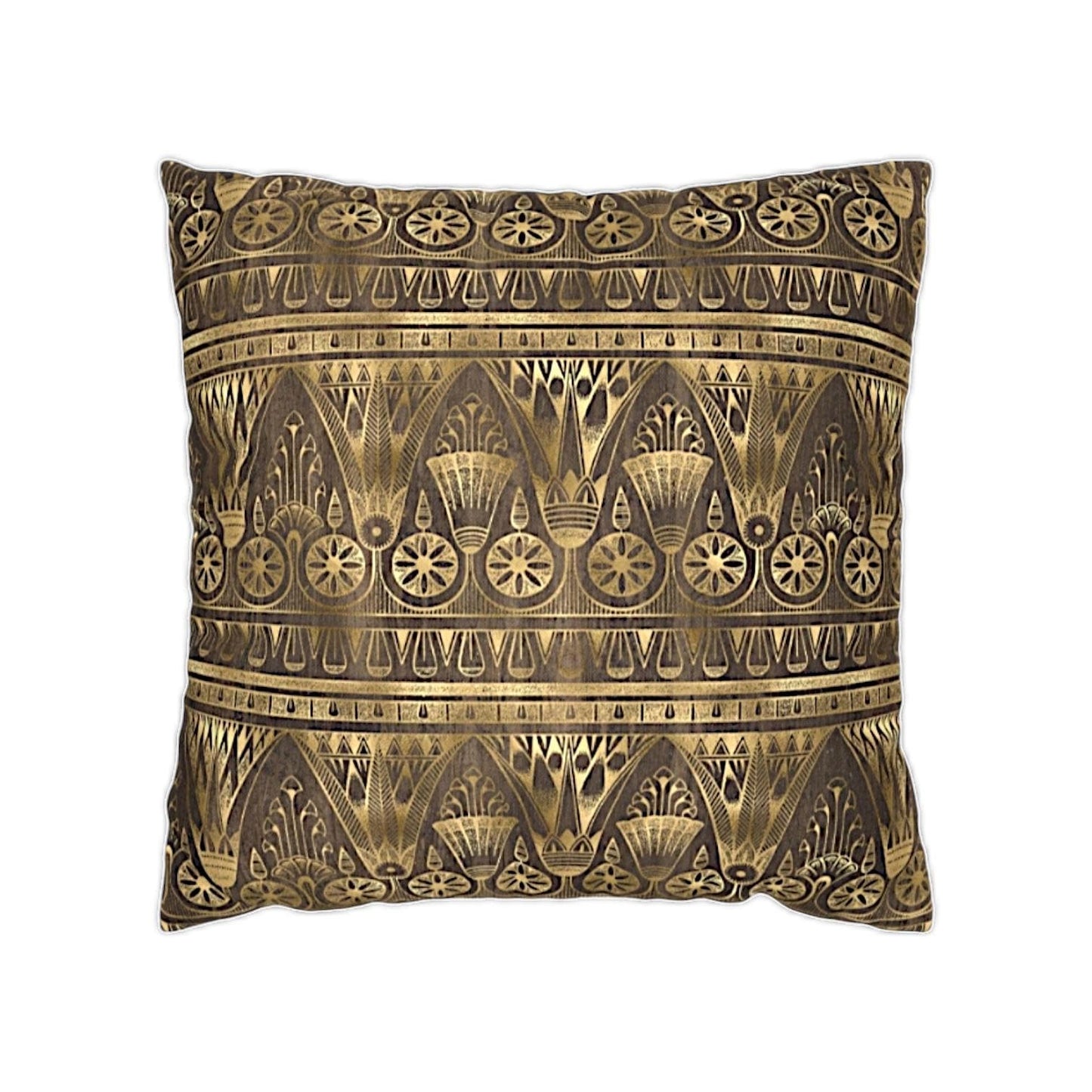 Vintage Geometric Print Brown Gold Throw Pillow Case Cover - TheEstateBoutique