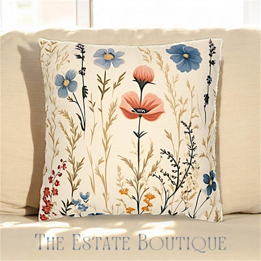 Rustic Wildflower Throw Pillow Case Cover - TheEstateBoutique