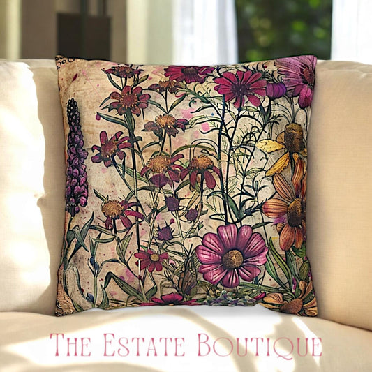 Vintage Dark Floral Throw Pillow Case Cover - TheEstateBoutique