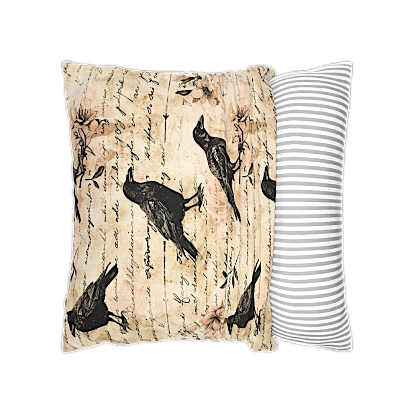 Vintage Black Crow Raven Throw Pillow Case Cover - TheEstateBoutique